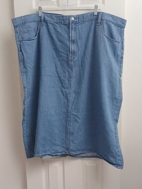 Old Navy High Rise Light Wash Denim Midi Skirt Size 28